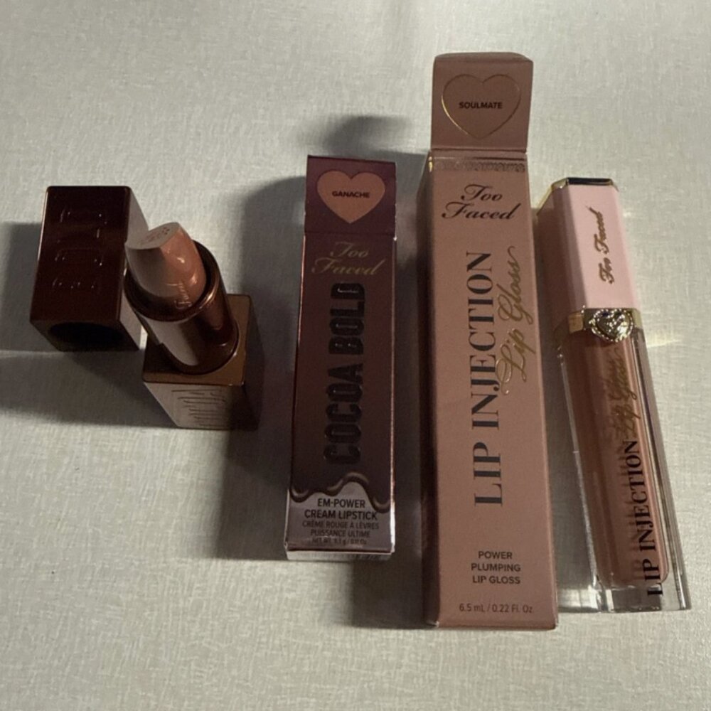 TOO FACED LIP INJECTION POWER PLUMPING LIP GLOSS LIPGLOSS + COCOA BOLD CREAM SET
